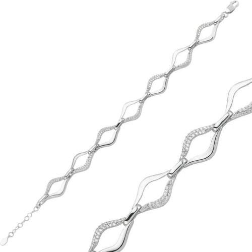 Silver Gemstone Wavy Womens Bracelet