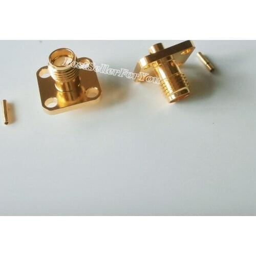 10Pcs RP-SMA RPSMA Solder Female 4 Hole Flange Plug Center Pin Connector Semi-rigid RG402 0.141" Cable