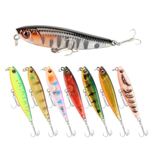 15 Colors Fishing Lure 5.5cm / 3.4g Artificial Floating Pencil Plastic Hard Bait 3D Simulation Eyes Waterproof