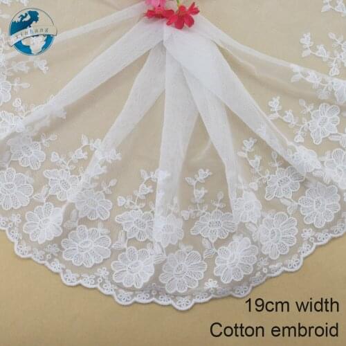 19cm wide Cotton embroid lace edge sewing ribbon guipure trim wedding lace DIY Garment Accessories french african doll lace#3935