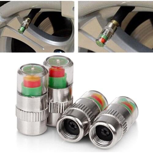 4Pcs High Quality Automotive Alert Tire Pressure Cap Detection Monitoring External Valve Visual Warning Transparent Window