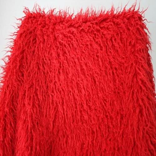 Good 5cm Long RED Beach Wool Plush Faux Fur Fabric Sewing Material Diy Home Decoration/Chair Blanket/Fur Coat, 150x50cm1pc