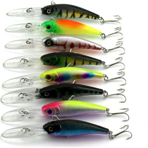 8pcs New Minnow Fishing Lure 9cm 8.3g Hard Plastic Swimbait Trolling Artificial Lure Large Tongue Pesca Carp Fishing Tackle