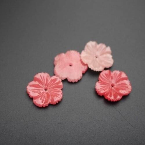 #8123 10Pcs/Lot Carved 19mm*3.5mm Flowers Space parts Double Colored Clear Pink A Artificial Coral Findings for Jewelry making