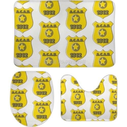 ACAB But on A Cop Badge 3pcs Bathroom Mats Set Anti Slip Bath Rugs Bathroom Carpet Rugs Toilet Mat Cover Acab 1312 All Cops Cop