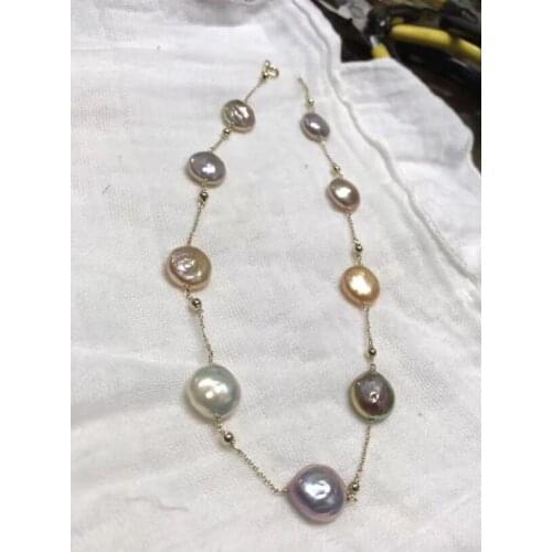 Free shipping >>>>noble jewelry Natural 12-14mm SouthSea baroque kasumi pearl necklace Pendant 9k