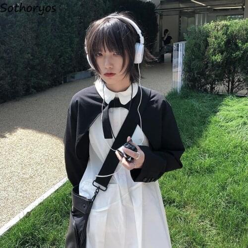 Shrugs Women O-neck Streetwear Button Long Sleeve Bolero Loose-fitting Japanese Style Fashion Outwear Sun Shading All-match Tops