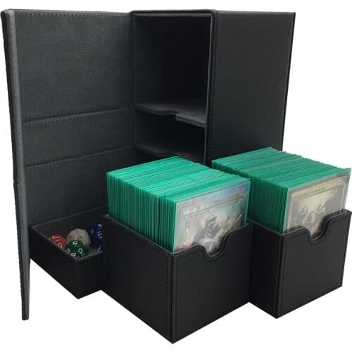 Large Size Mtg Pokemon Yugioh Deck Box Card Case Binder Board Game Holder: Black Color 200