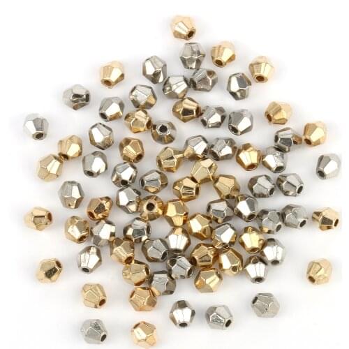 Phalanx Shape 4mm Gold Silver Color CCB Plastic Beads Loose Spacer Beads for Jewelry Making Supplies Accessories DIY Bracelet