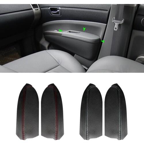 For Toyota Prius 2004 2005 2006 2007 2008 2009 2pcs Carbon Texture Leather Front Door Armrest Panel Cover Protective Trim