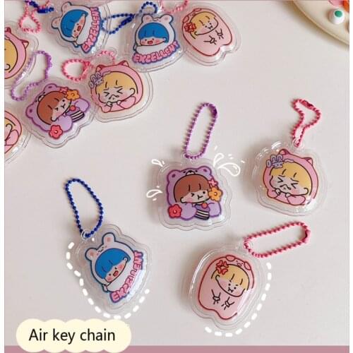 Ins Cartoon Cute Girl Air Keychain Transparent Lanyard For Keys phone backpack Decorative Pendant Kawaii Accessories Fashion