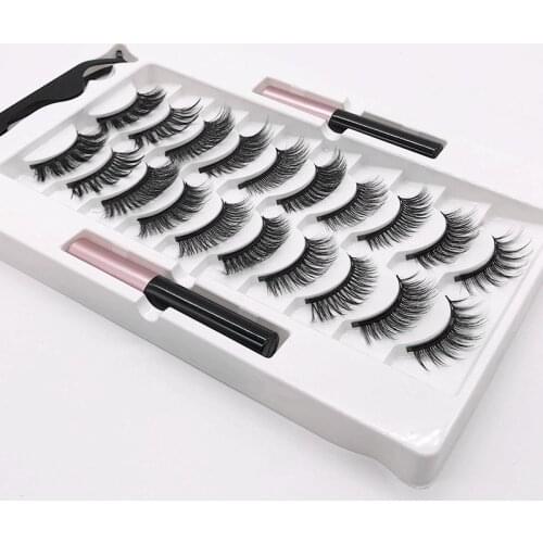 Faux Mink Magnetic Eyelashes 10 Pairs/set Natural Styles Strip Lashes Vendor Custom Packaging 100% Cruelty Free