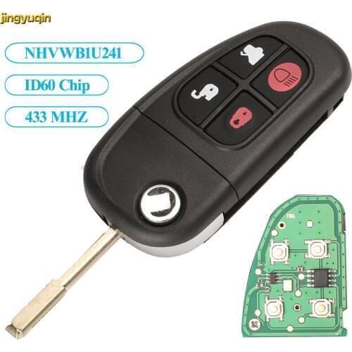 Jingyuqin 4 Buttons Flip Remote Control Car Key 2002-2008 433MHZ 4D60 Chip For Jaguar X-Type S-Type 1999-2009 XJ XJR