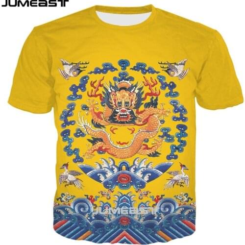 Jumeast Brand Men Women 3D Printed T-Shirt Chinese Style Dragon Pattern Short Sleeve Sport Pullover Summer Tops Tees