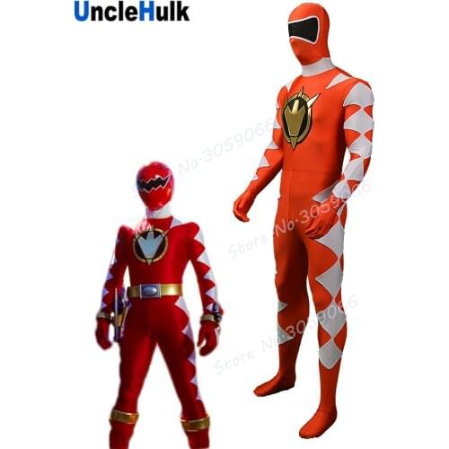 Dino Thunder AbareRed Red Ranger Spandex Zentai Halloween Cosplay Costume | UncleHulk