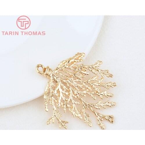 2PCS 48x54MM Hole 3MM 24K Gold Color Brass Matsueda Charms Pendants High Quality Diy Jewelry Findings Accessories