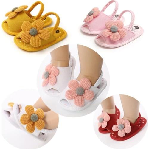 Summer Infant Baby Shoes Girl Flats Sandals Soft Sole Anti-Slip Flower Pure Crib Shoes Newborn First Walker Hot Sale