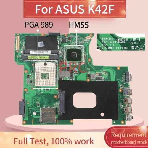 K42F Laptop motherboard For ASUS K42F P42F PGA989 Notebook Mainboard REV:2.0 HM55 DDR3