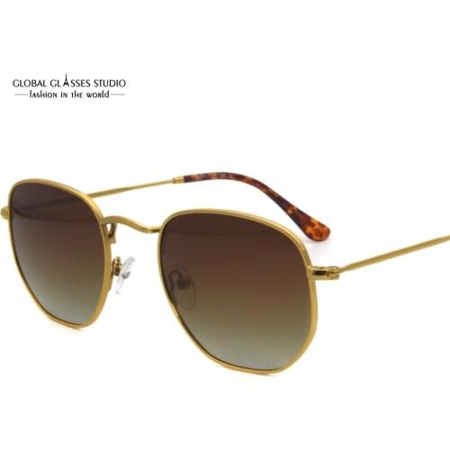 Fashion Sunglasses Luxury Shield Shape Gold Metal Frame High Quality UV400 Polaroid Lens RFT7002