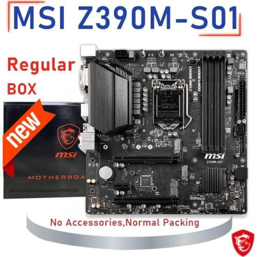 MSI Z390M-S01 Motherboard LGA 1151 Support 8th-Gen 9th-Gen i9 i7 i5 i3 CPU DDR4 2133MHz 128GB M.2 SATA3 PCI-E 3.0 Desktop Z390