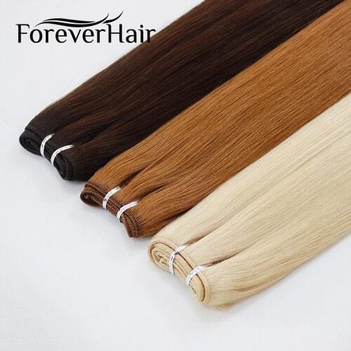 FOREVER HAIR 100g/pc Remy Human Hair Weft Dark Brown European Straight Hair Extension Strawberry Blonde Weaves Bundles