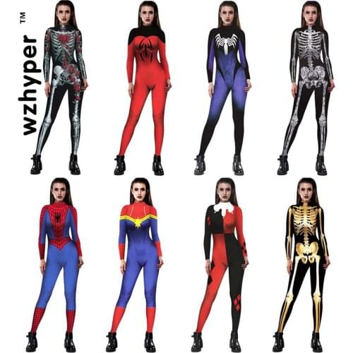 NEW Skull and Bones Digital Print Jumpsuit for Halloween Is A New Collection of Womens Trousers Halloween Costumes for Women