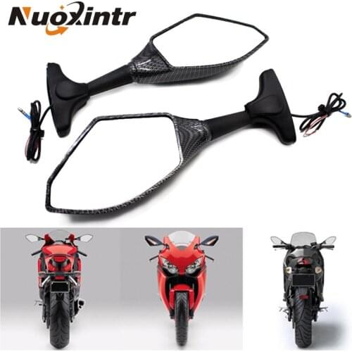 Nuoxintr Motorcycle Rear View Mirror Turn Signal Light Blinker Racing Side for Suzuki SV650 Katana 600 750 GSX600F 750F