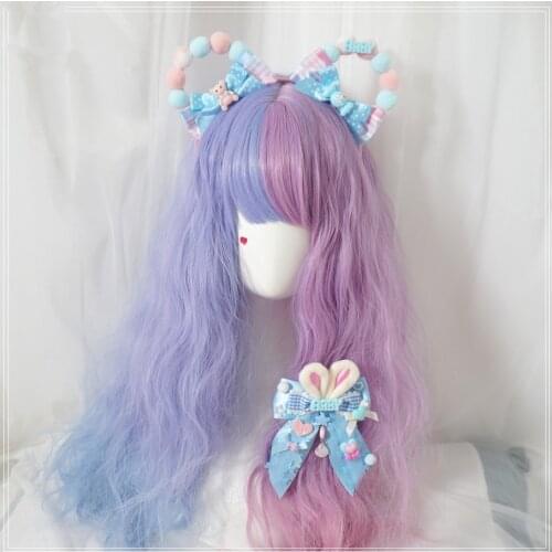 Cute Lolita Girl Handmade Hair hoop Fluffy Ball Bear Ear KC Headband Cosplay Headwear D469