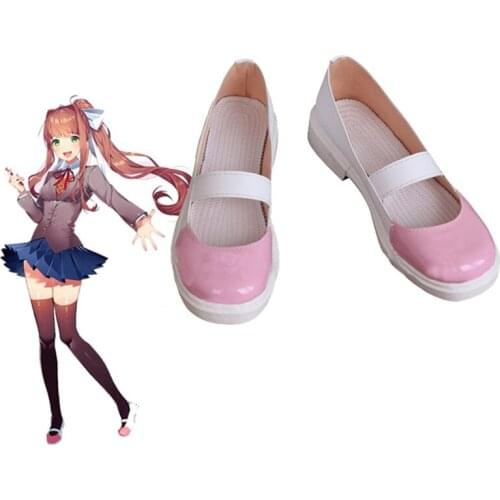 Game Doki Doki Literature Club Cosplay Shoes Monika Cosplay Shoes Halloween Party Cosplay Costumes Daily Leisure Pink Shoes