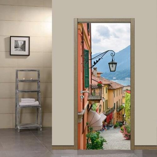 Lane Scenery DIY Door Wall Stickers Home Decor Living Room Porch Art Mural Self-adhesive Removable Peel & Stick PVC Wall Poster