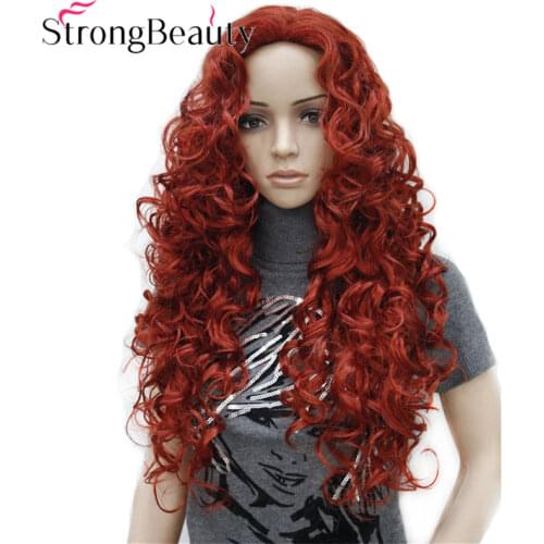 Strong Beauty Blonde Light Gold Brown Blonde Long Curly Synthetic Full Wigs For Women Many Colors For Choose