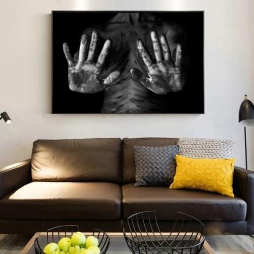 Mystery Black and White Hand Artwork Portrait Posters and Prints Canvas Painting Wall Art Picture for Living Room Home Decor