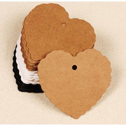 50PCS Heart shape Kraft Paper Hang Tags Wedding Party Favor Label Price Gift Card Note price Hang tag For Jewelry/Gift/Flower