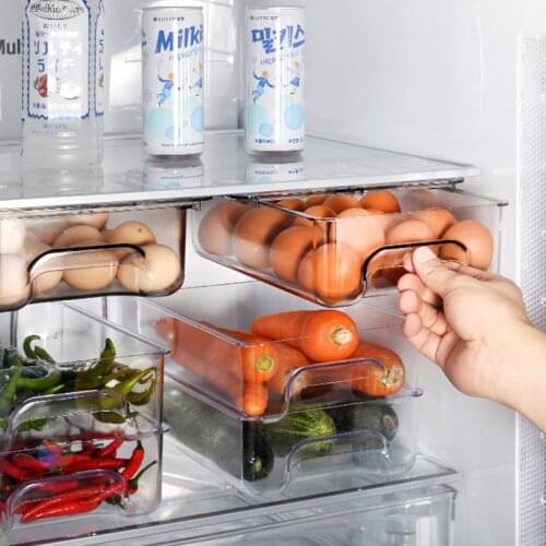Suction Cup Refrigerator Storage Box Drawer Type Kitchen Food Preservation Box Hanging Egg Box