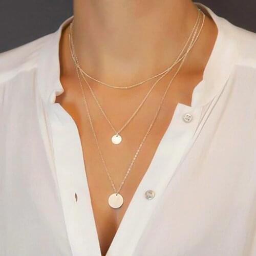 Simple Round Pendants Necklaces Trendy BOHO Multi Layered Choker Necklace For Women 2020 New Chain Chokers Nacklaces Jewlery