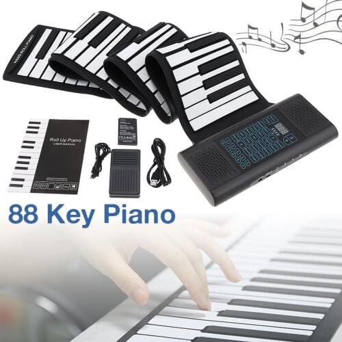 88 Keys Roll Up Electronic Piano Rechargeable Silicone Flexible Keyboard Organ Built-in 2 Speakers Support Bluetooth-compatible