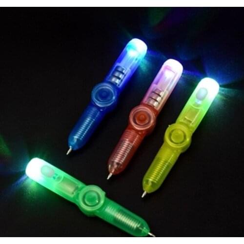Glowing flashing gyro ballpoint pen LED luminous colorful rotary decompression pen decompression vent children study toy
