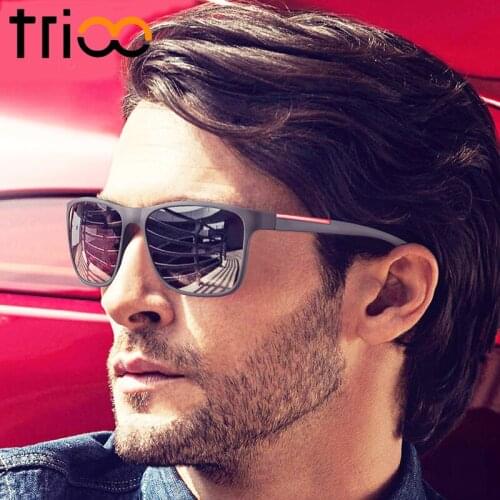 TRIOO Matte Black Square Sunglasses Men Brand Designer New Sun Glasses For Men Fashion Cool UV400 Gradient Oculos Lunette