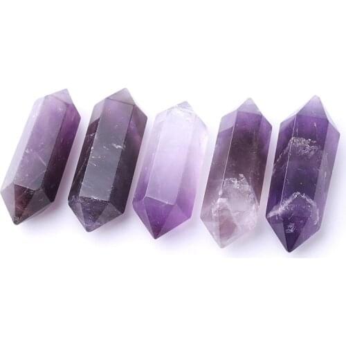 1PC Natural Amethyst Wand Quartz Crystal Repair Crystal Healing Reiki Mineral Stone Point Hexagonal Treatment Stones Home Decor
