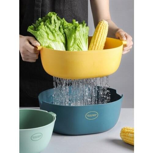 2000/5000ml Double Plastic Drain Basket Kitchen Bowl Noodles Vegetables Fruit Rice Washing Strainer Home Pool Drainer Organizer
