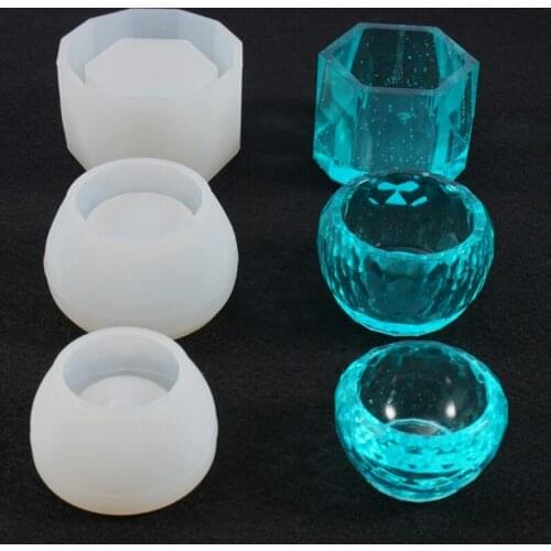 3 Pcs/Set Round Bowl Hexagon Cup Dishes Casting Silicone Mould DIY Crafts Making Tool Crystal Epoxy Resin Mold X4YA