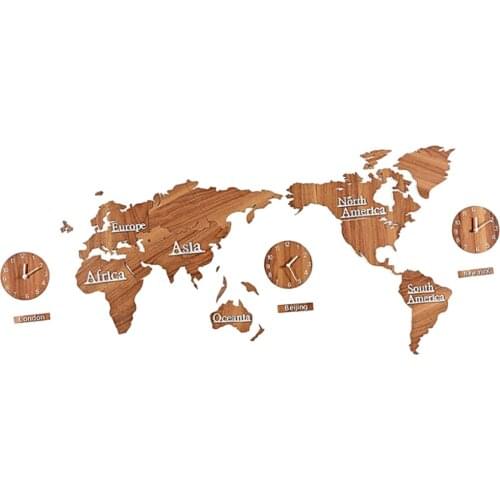 3D Creative World Map Wall Clock Photo Frames Individuality Hanging Clock Living Room Household Decorative