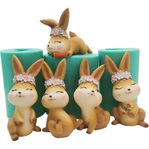 3D Rabbit Bunny Silicone Mold Clay Soap Epoxy Mould Cake Chocolate Dessert Fondant Decorating Tools Baking Supplies