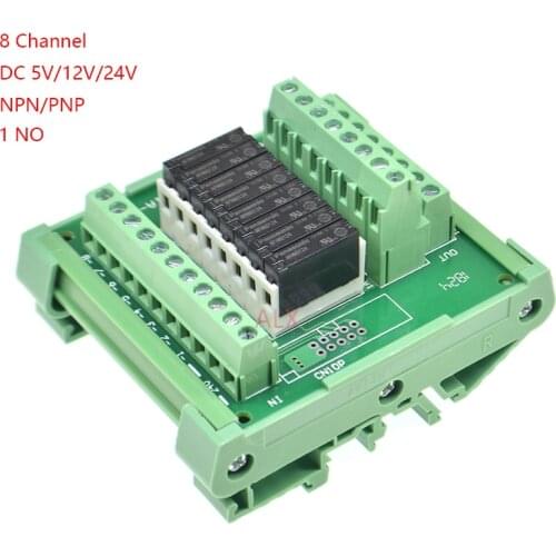 8 Channels relay module C45 DIN Rail Mount APAN3105 APAN3112 APAN3124 1NC 5A 5V 12V 24V DC PNP NPN PLC control