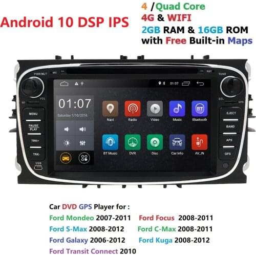 Car Multimedia Player GPS Android 10 2 Din DVD Automotivo For FORD/Focus /S-MAX/Mondeo/C-MAX/Galaxy Radio Monitor