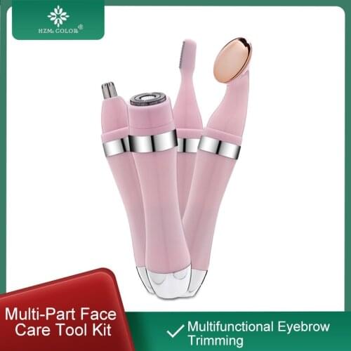 HZM COLOR Waterproof Multi-Part Trim Eyebrow Tweezers Electric Shaver Epilator Facial Massager Nose Trimmer Face Care Tool Kit