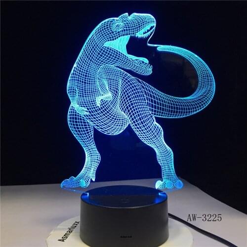 Dinosaur 3D LED Illusion Lamp 3D Optical Illusion Lights 7 color Multicolored USB Home Decoration Color Changeable Lamp AW-3225