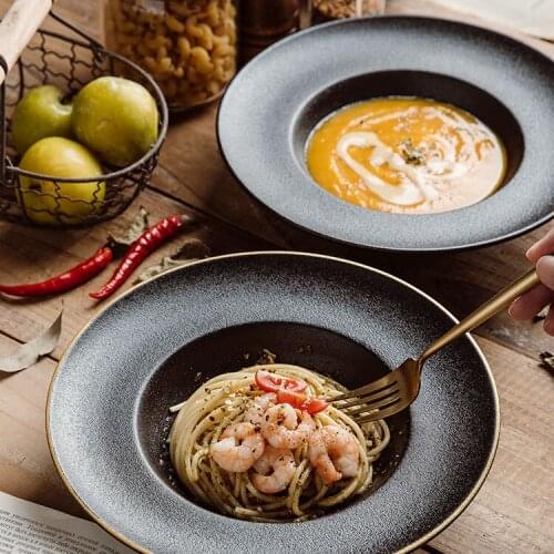 Nordic Home Plates Creative Retro Pasta Soup Bowl Food Sushi Dinner Plates Restaurant Supplies Assiette Kitchen Supplies DF50ZC