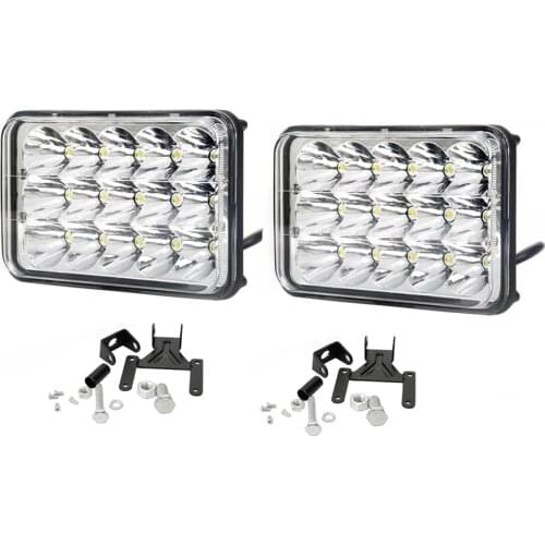 2 PIECES 5 INCH RECTANGLE LED HEADLIGHTS SEALED BEAM 4x6 INCH HEADLAMP HI/LO 45W 3000LM HEAD LIGHT FOR PICKUP TRUCKS ATV SUV 12V