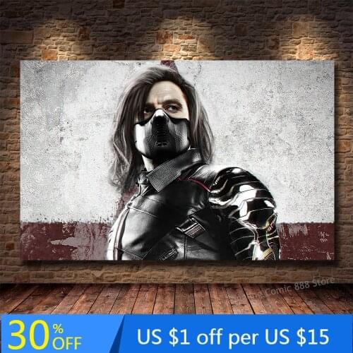 Winter Soldier Gray Anime Style Canvas Painting Marvel Classic Movie Creative Poster Interior Decoration Painting Wall Art